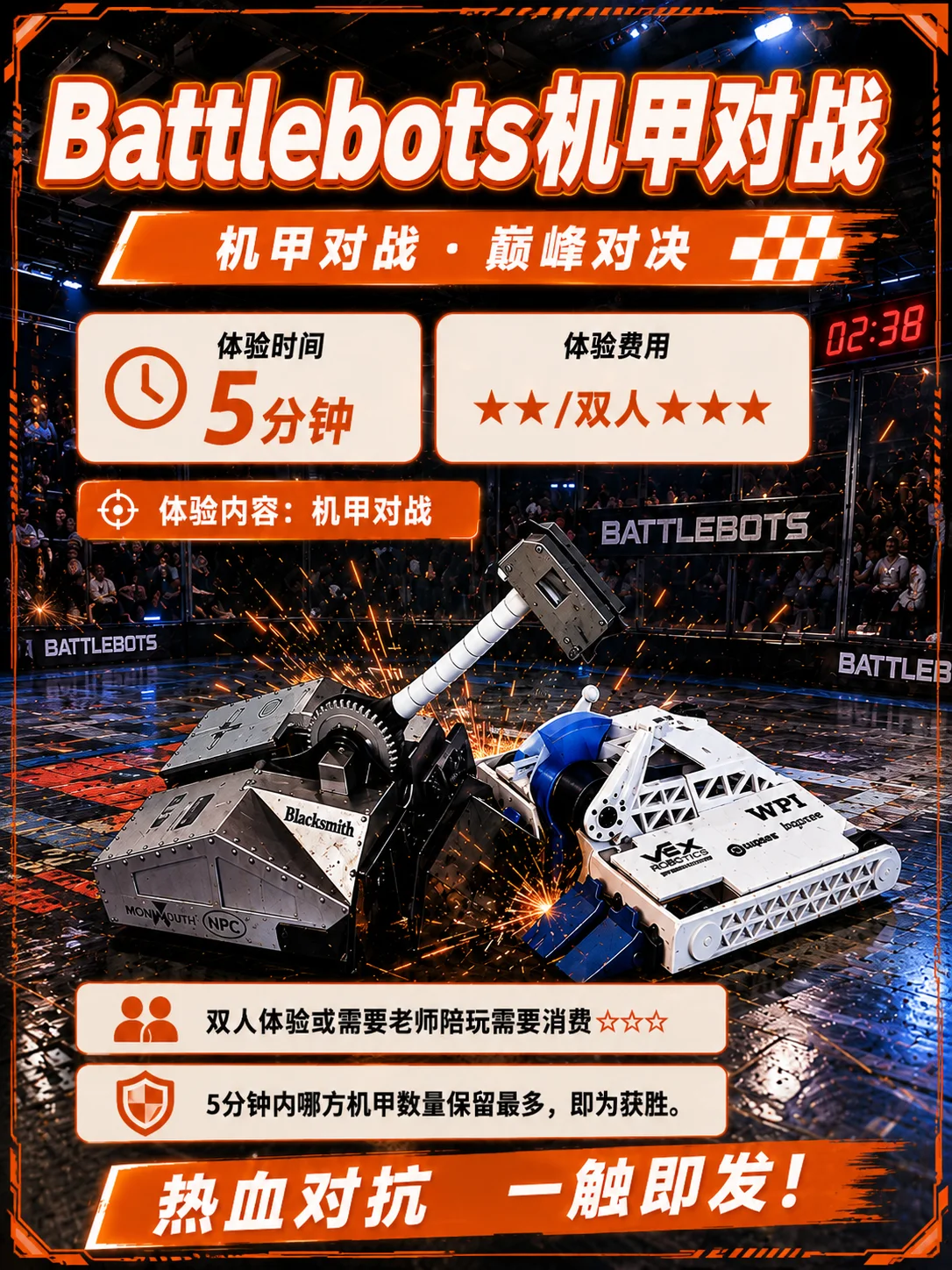 Battlebots机甲对战项目设计海报,非现场实拍